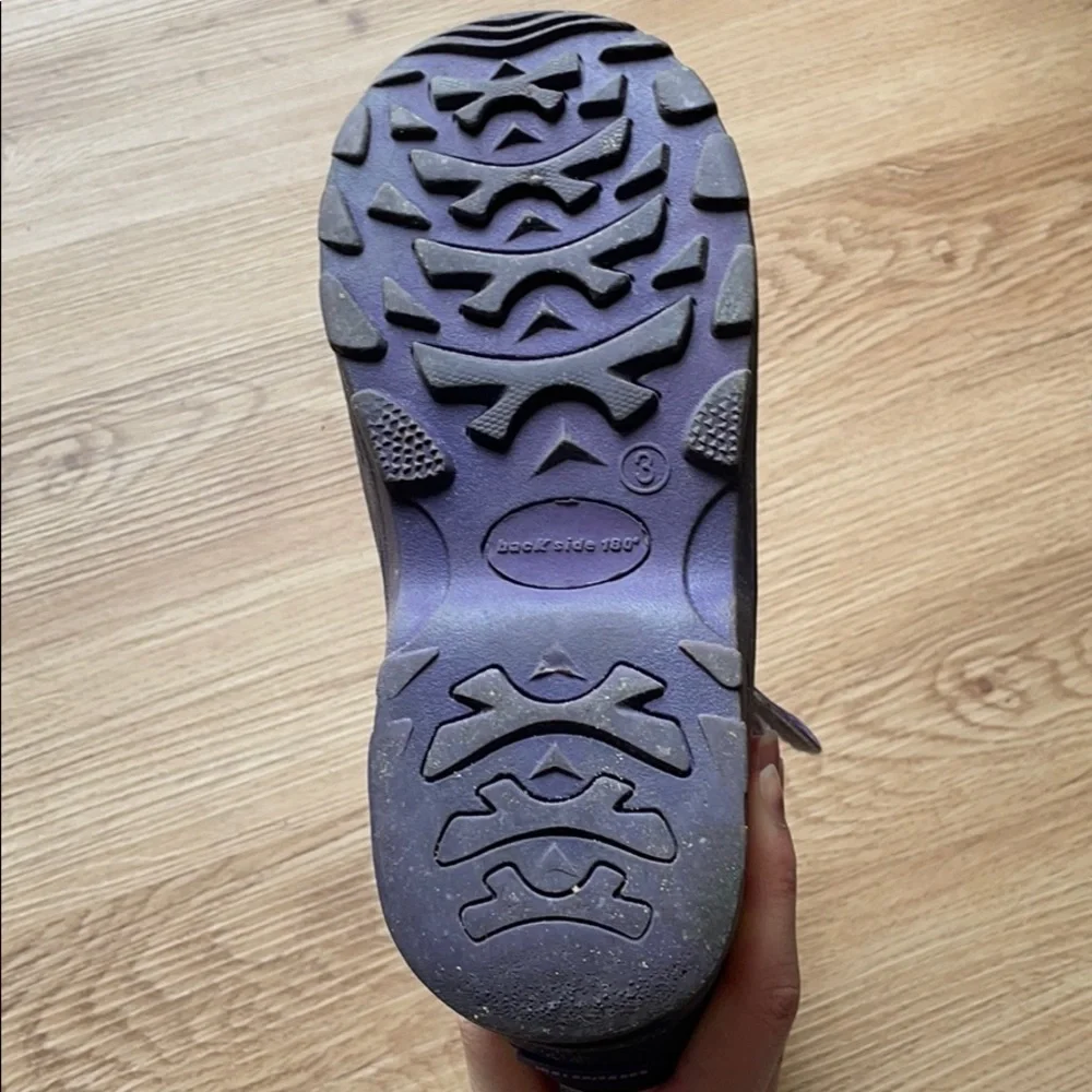 Purple girls winter rubber snow boots size 3